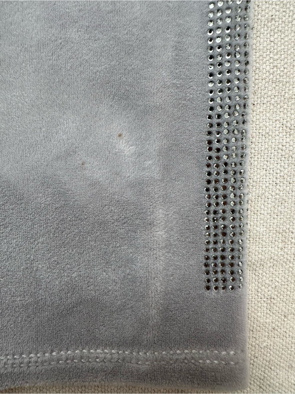Juicy Couture 25th Anniversary Silver Ice Velvet Rhinestone Track Pants Flare XS - Picture 10 of 10